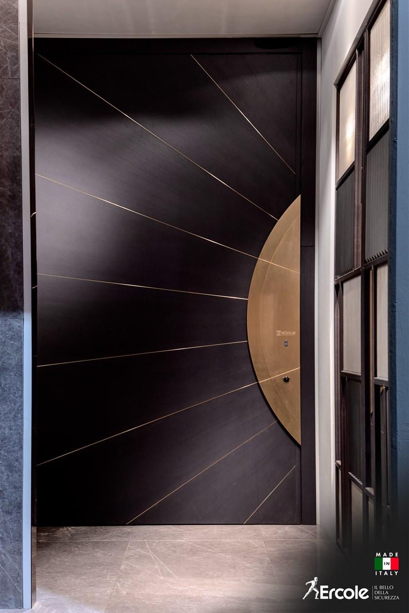 Ercole Автоматическая бронированная поворотная дверь из массива дерева и латуни sun-id-1348399 - Вид №6