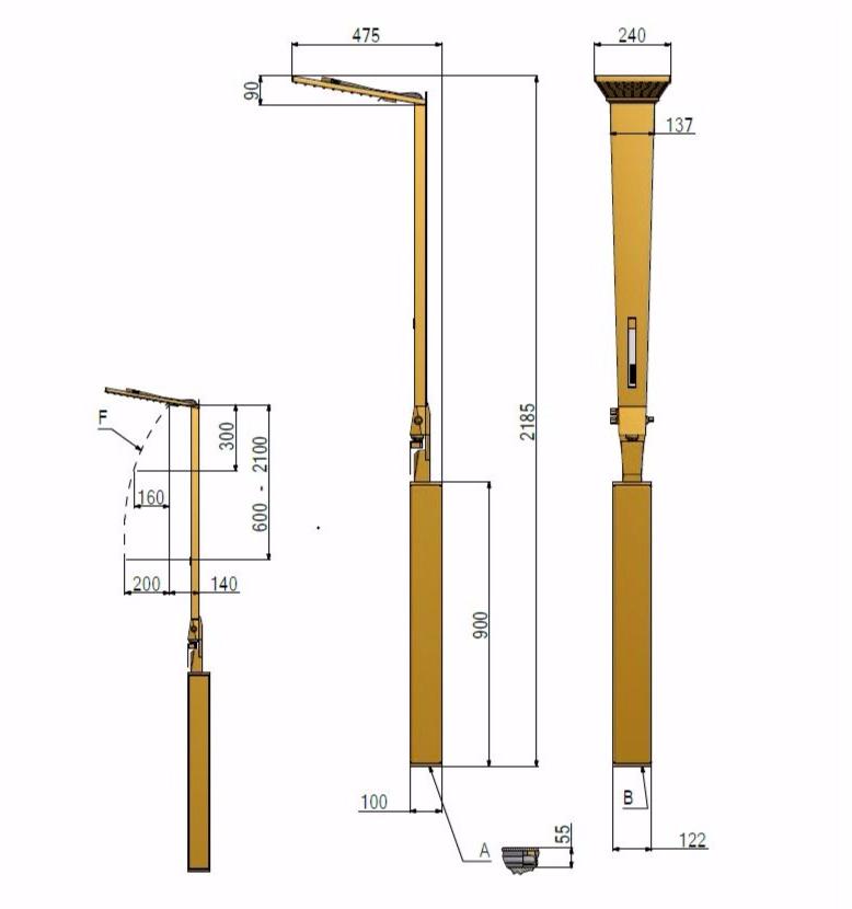 tender rain Душевая стойка из латуни с лейкой Sharp sun-id-1391862 - Вид №2