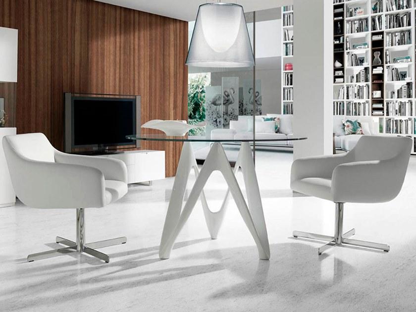 Angel Cerdá Круглый обеденный стол из дерева и стекла Urban deco 1000 Angel Cerda - Вид №2