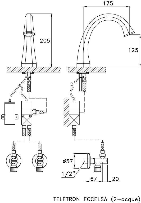 RUBINETTERIE STELLA Смеситель для умывальника с глянцевой поверхностью Teletron sun-id-1450401 - Вид №3
