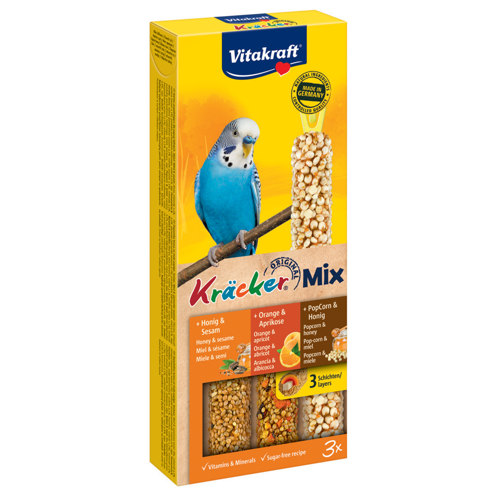 Т00009822 Лакомство для птиц Крекеры для волнистых попугаев мед, кукуруза, апельсин (3шт.уп) VITAKRAFT 