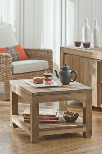 Kok Maison Низкий квадратный журнальный столик из тика Drift sun-id-1428984 - Вид №2