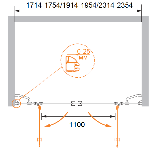 Душевая дверь в нишу CEZARES VERONA-W-B-22-180-P-Cr - Вид №4