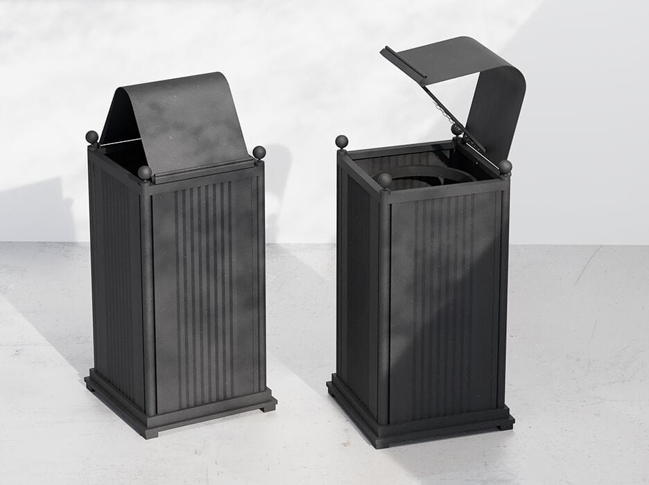 Металлическая корзина для мусора с крышкой для наружного использования DIMCAR ARCH-00033076 - Вид №1