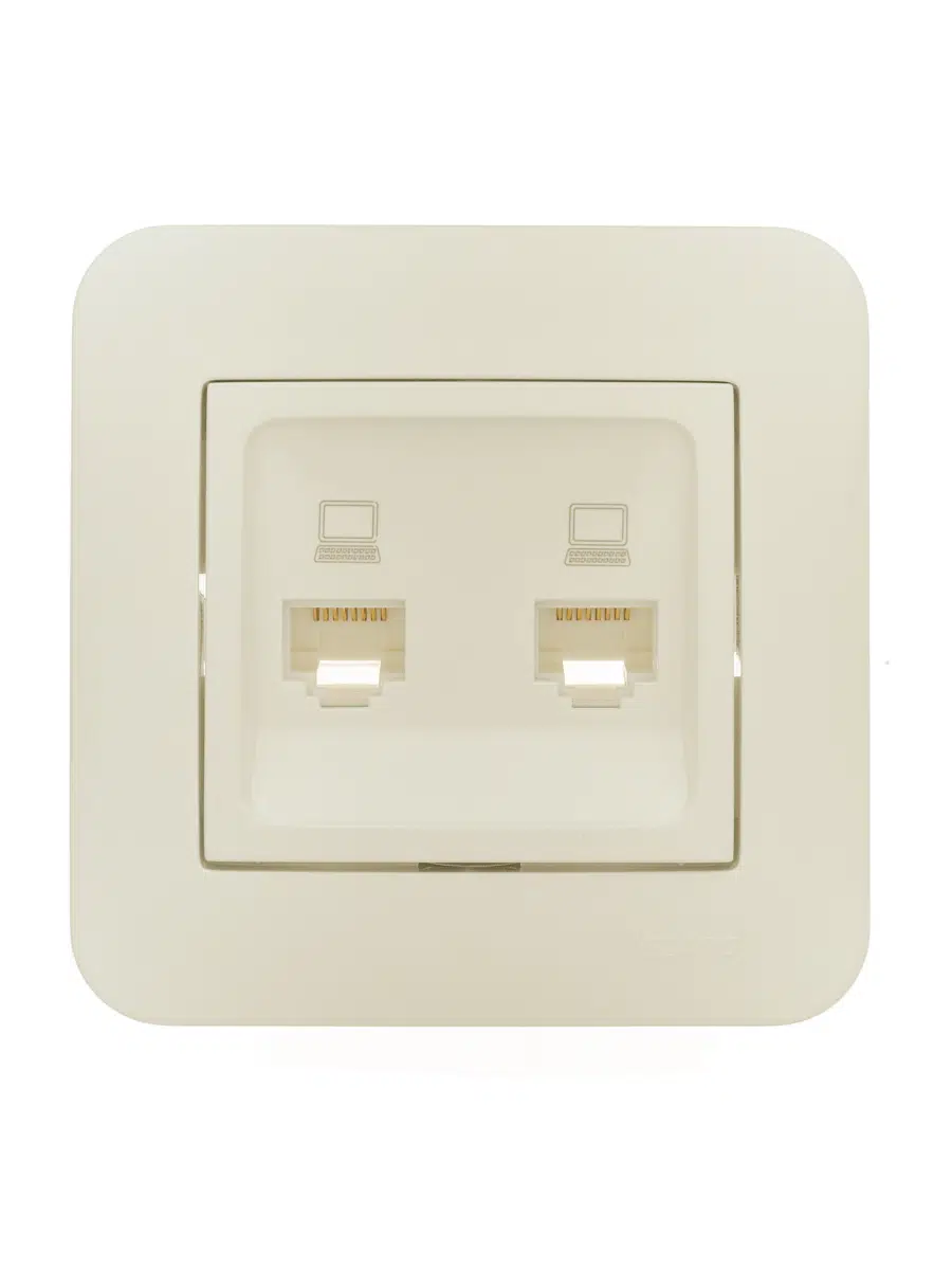 ASTI Розетка компьютерная двойная крем LEZARD 7081-0303-141 - Вид №2