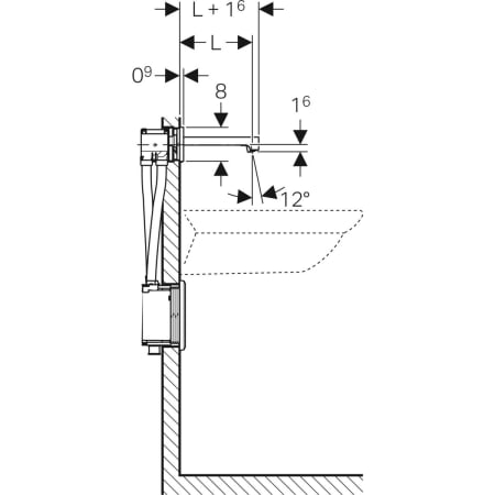 116.297.21.1 Смеситель для раковины Geberit Brenta, настенный монтаж, питание от сети, с функциональным блоком для скрытого монтажа Geberit  - Вид №2