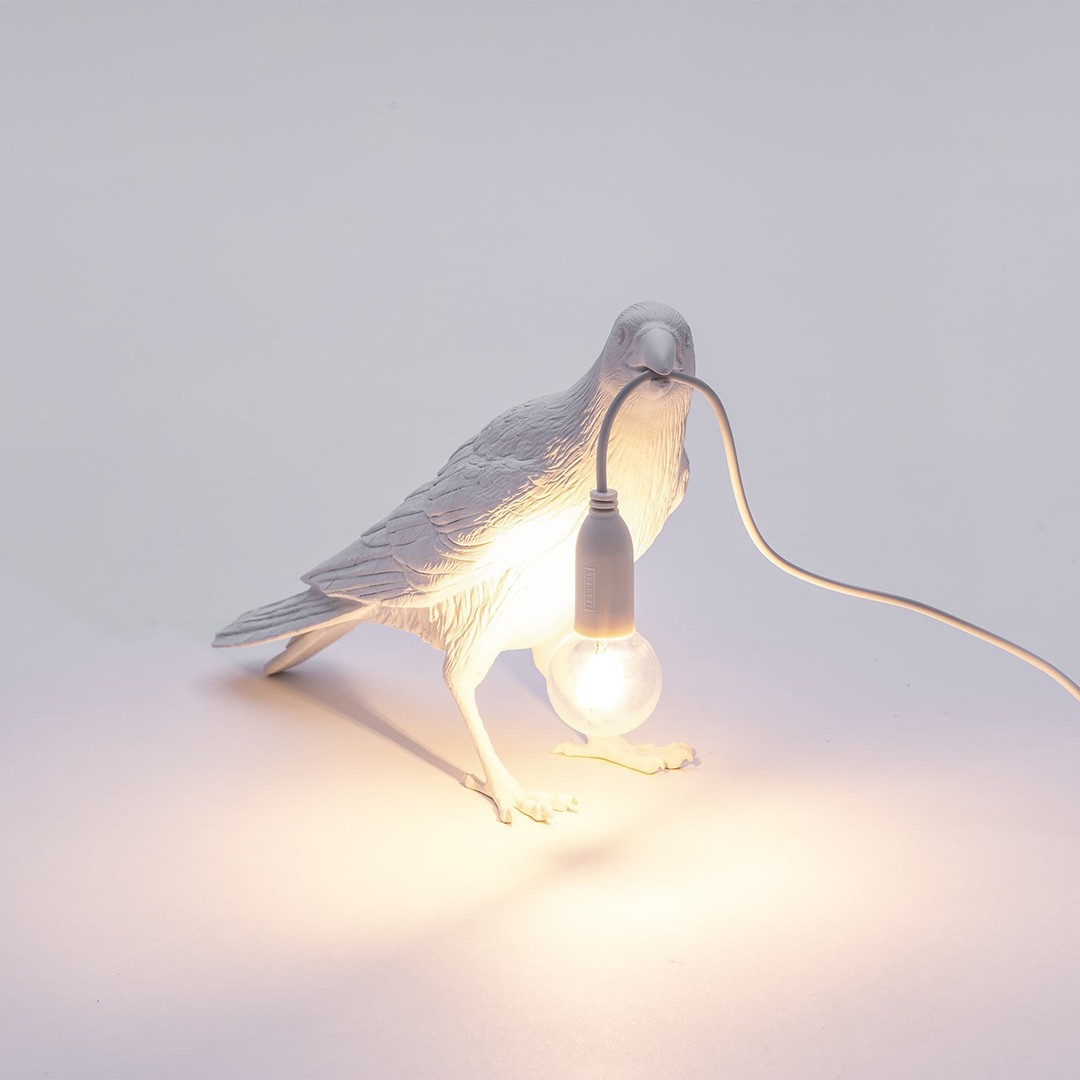 Seletti 14732 waiting BIRD настольная лампа ворона белая Bird lamp 116761 - Вид №1