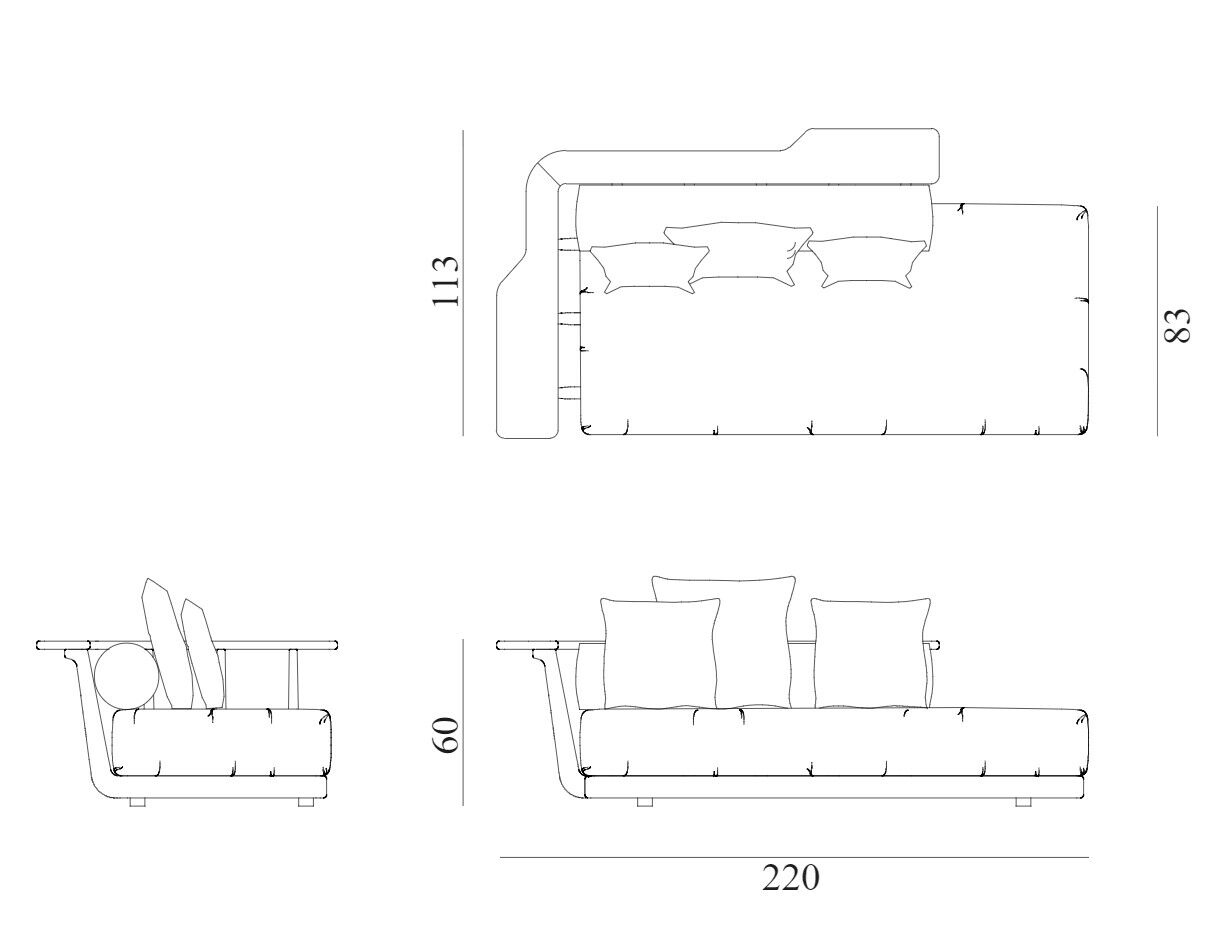 Секционный садовый диван из ткани и красного дерева Exteta Sunset ARCH-00103597 - Вид №21