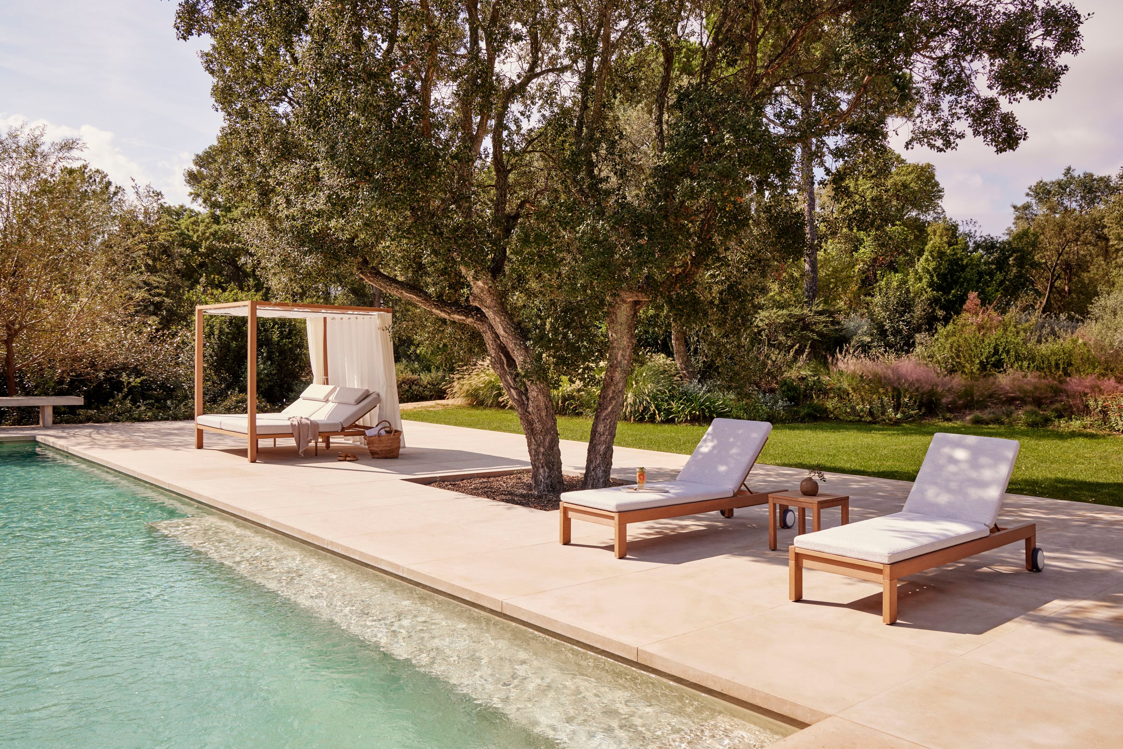 Ткань и TechTeak Recliner Садовая кровать с колесами POINT Kahn ARCH-00057871 - Вид №11