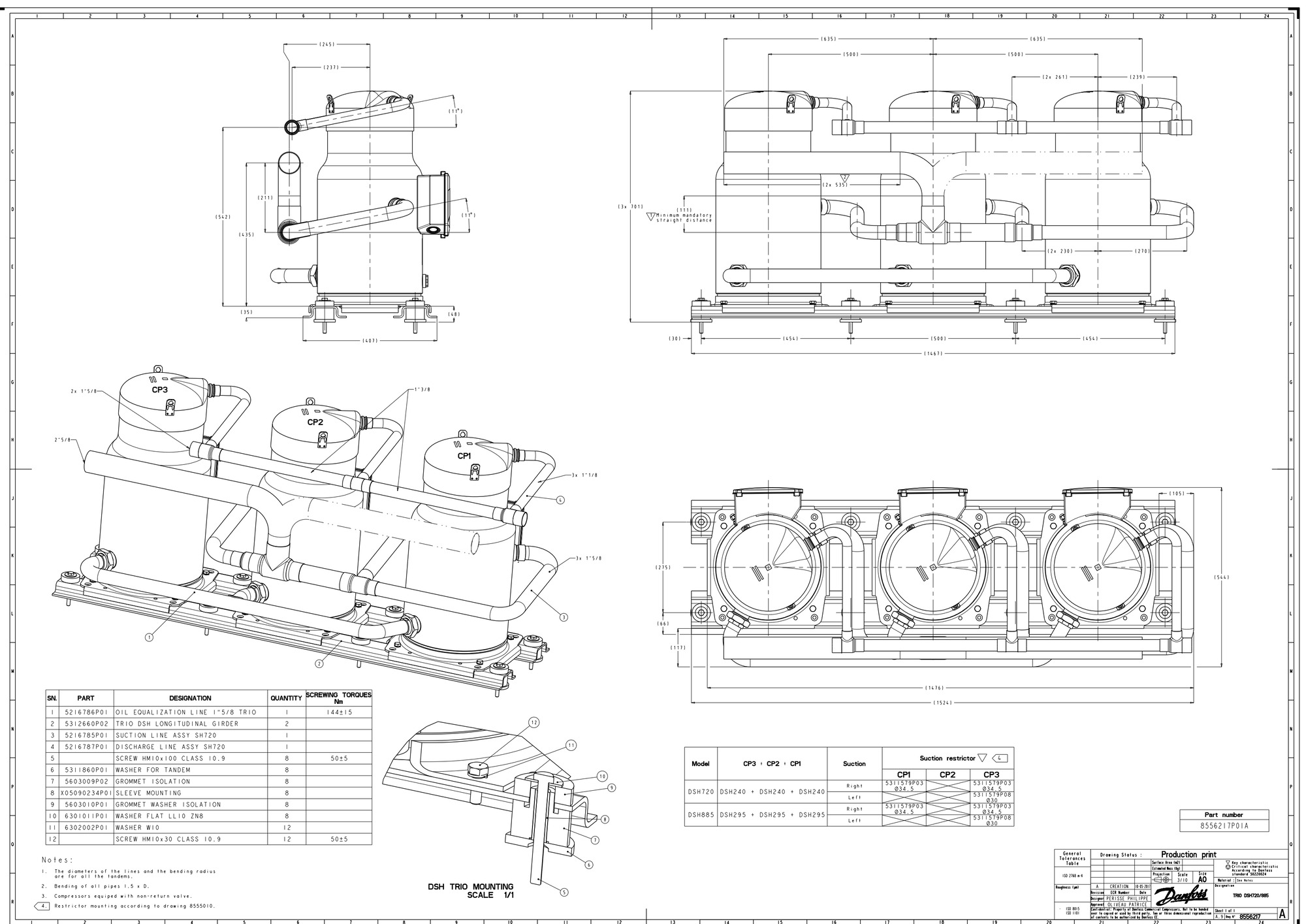 Danfoss DSH — Герметичные спиральные компрессоры, R410A DSH105A4ALC Компрессор спиральный 120H1191  - Вид №10