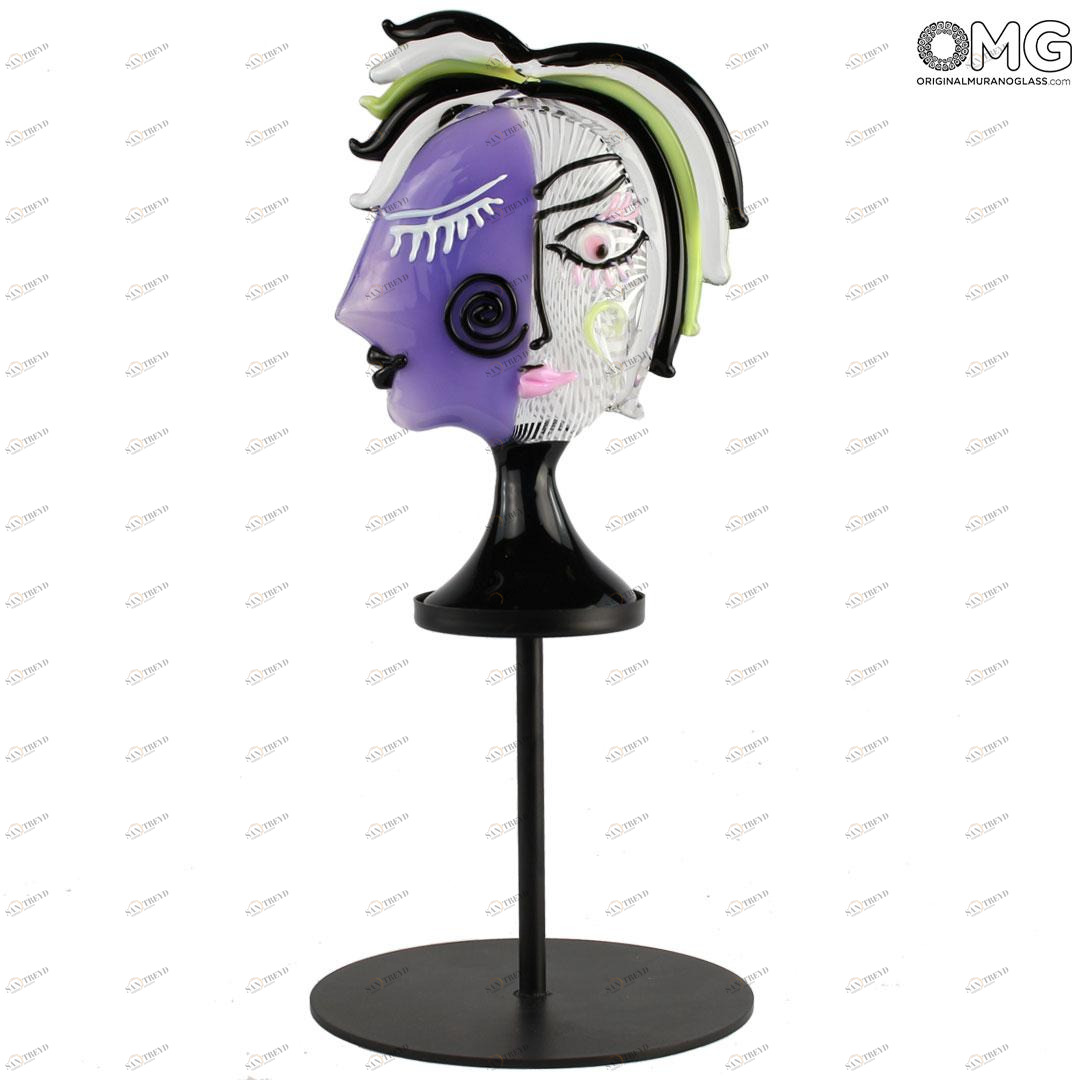 4416 ORIGINALMURANOGLASS Статуэтка в стиле Пикассо - Сиреневая - муранское стекло OMG 3 см 