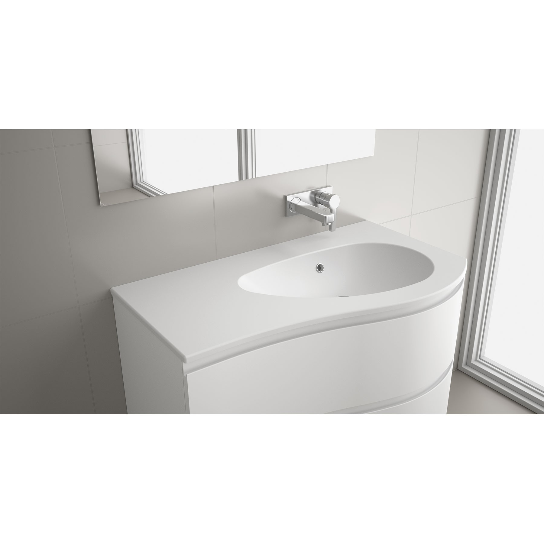 85904 SALGAR Раковина MAM 900 Емкость для хранения слева GLOSS WHITE MINERAL Загрузка без сифона для бутылок и отходов без крана 910 x 16 x 510 мм 