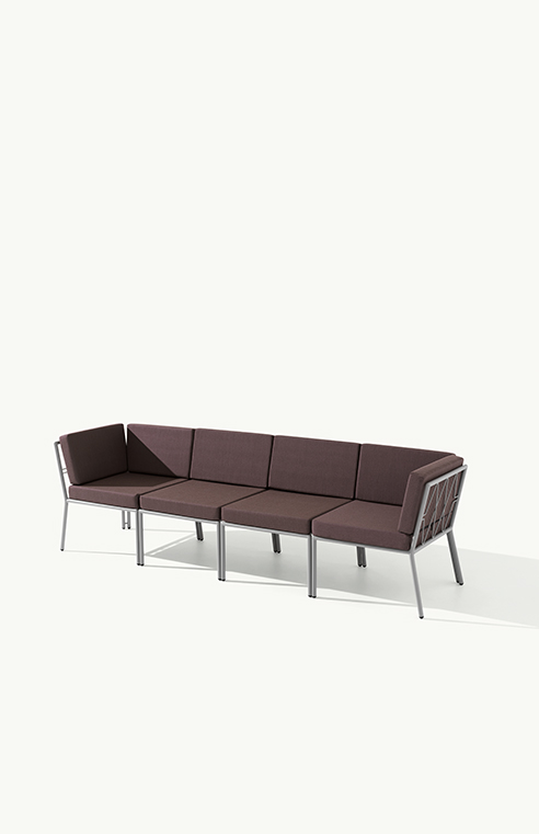 Zero 208 Модульная система диванов с крашеным стальным каркасом и катафорезом. Ткань для улицы. Линейный модуль. Et al. Zero