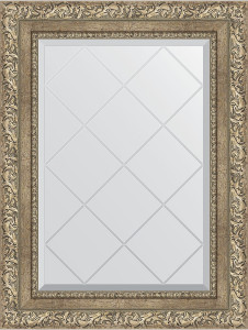 BY 4014 Зеркало с гравировкой в багетной раме - виньетка античное серебро 85 mm EVOFORM Exclusive-G