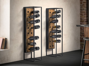 Напольная винная стойка из стали и дерева