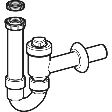 152.860.11.1 Сифон Geberit, для раковин, с запирающим устройством, с обратным клапаном, горизонтальный выпуск Geberit  - Вид №1