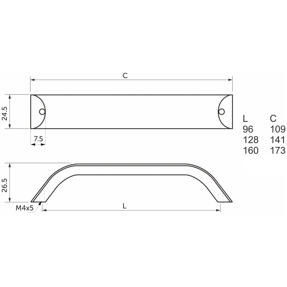 Мебельная ручка-скоба WPY 337 L-96 черная 96 мм AKS STLM-2133331 - Вид №5