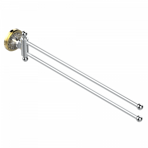 U1D-522 Полотенцедержатель двойной - 2 подвижные рейки - Д: 400 мм, диаметр : 16 мм Thg-paris Mandarine со светлым хрусталём Хром/золото