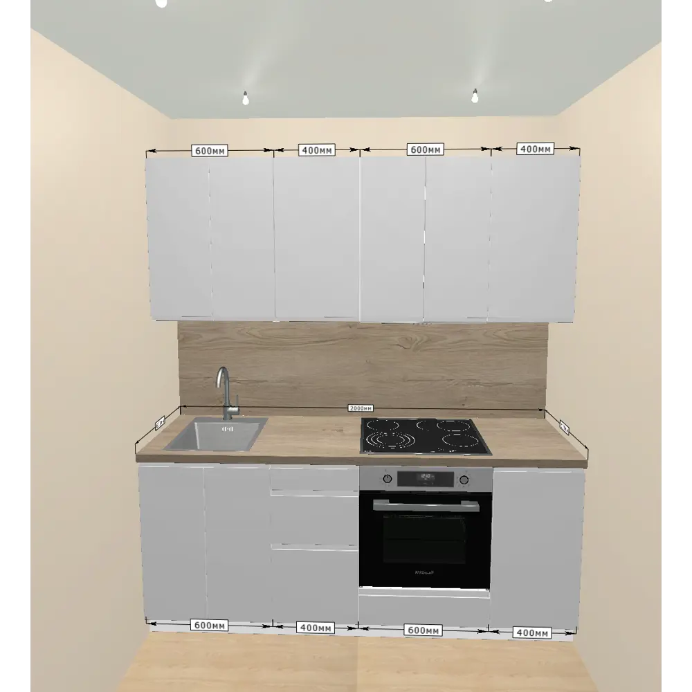 Кухонный гарнитур 200x60 см Токио цвет белый 89442885 STLM-2078056 KONSENSA - Вид №1