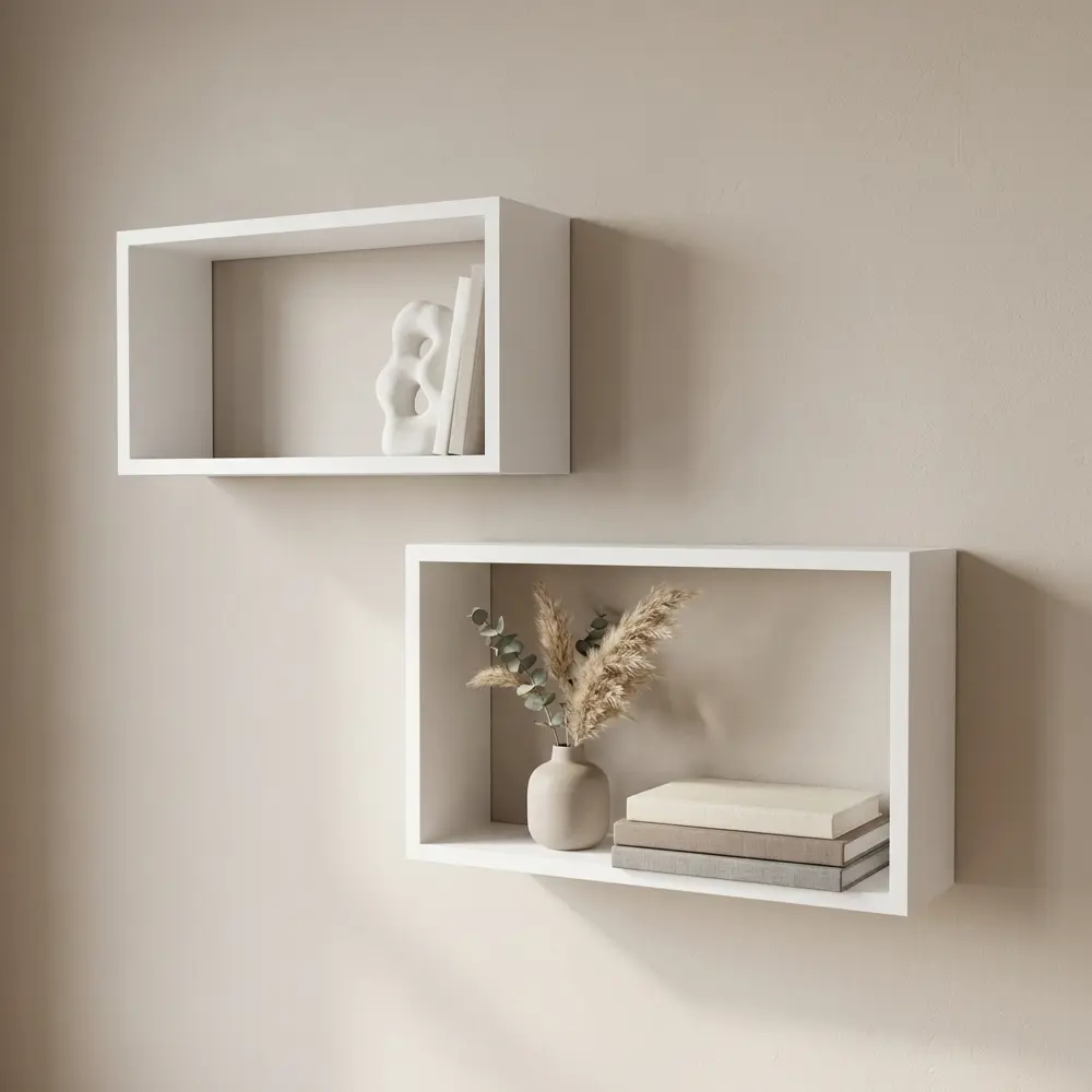 Полка настенная Spaceo 45x27 см/40x22 см МДФ цвет белый 2 шт 82877495 STLM-2038567 