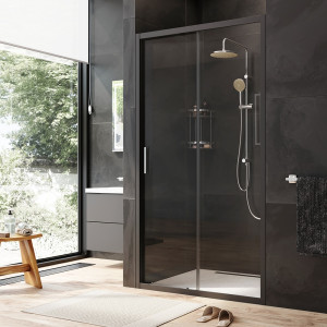 W90G-110-1-195BT Solo Дверь душевая 110х195 стекло прозрачное профиль черный матовый AM.PM Gem