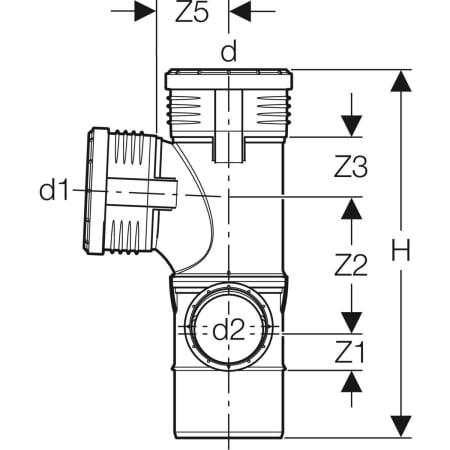 GEBERIT 390.565.14.1 Крестовина двухплоскостная комбинированная Geberit Silent-PP 87,5°, правая  - Вид №3
