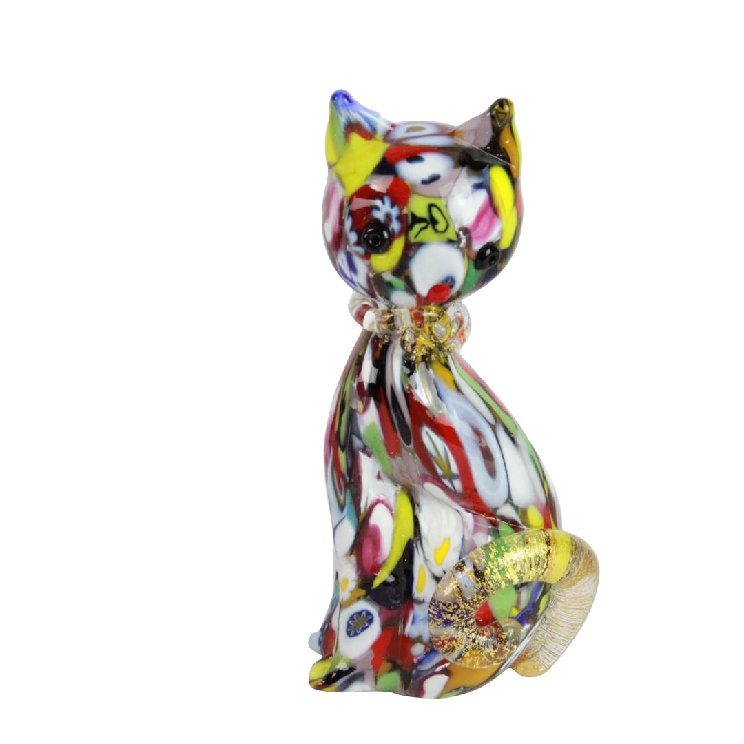 1519 ORIGINALMURANOGLASS Фигурка кота - муррины и золото - муранское стекло 4 см  - Вид №1