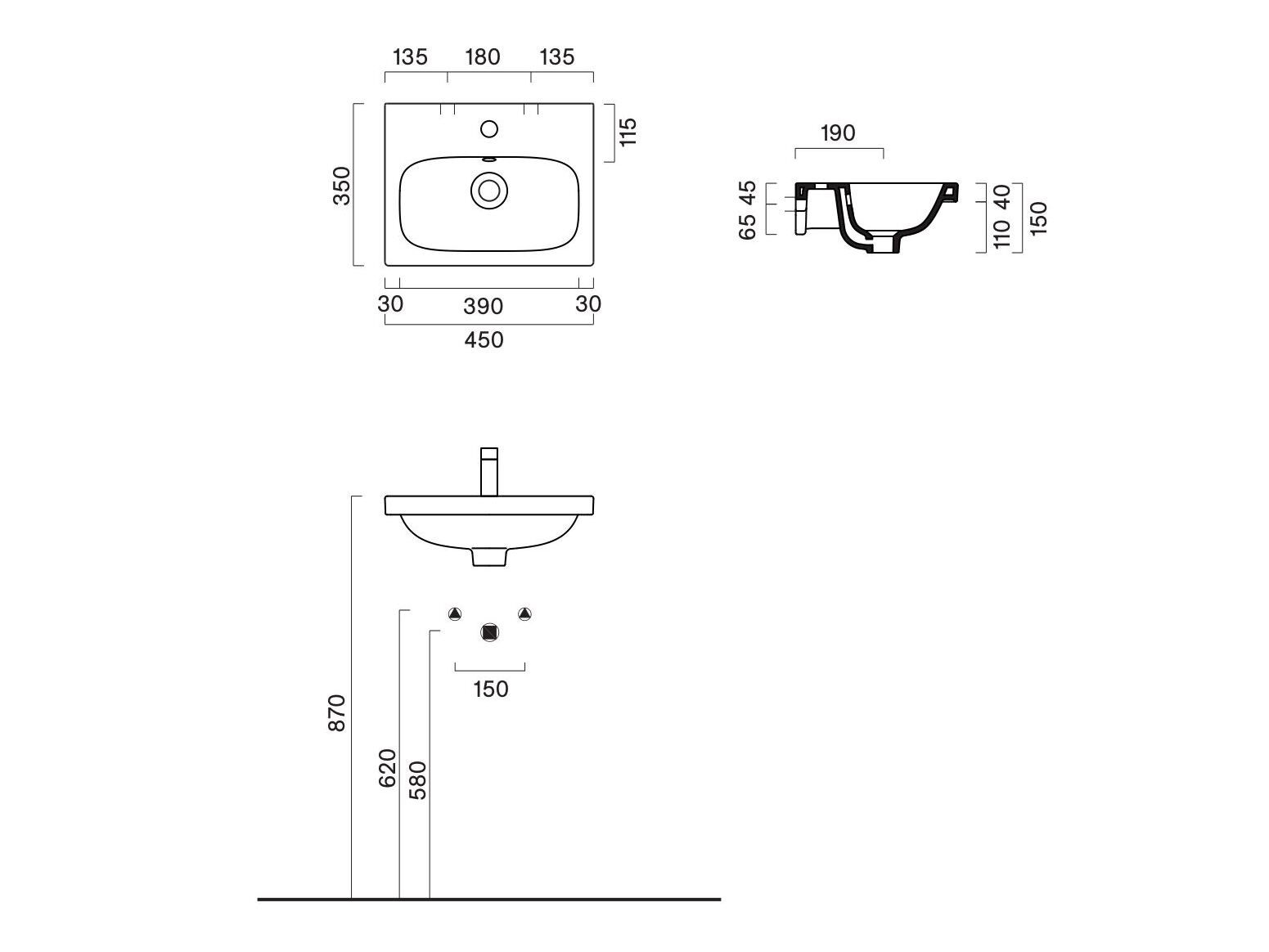 Один квадратный умывальник CERAMICA CATALANO Alvea ARCH-00070875 - Вид №2
