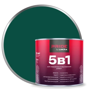 ЛАКРА Грунт-эмаль 5 в 1 против ржавчины, зеленый мох 1.9 л 89410847