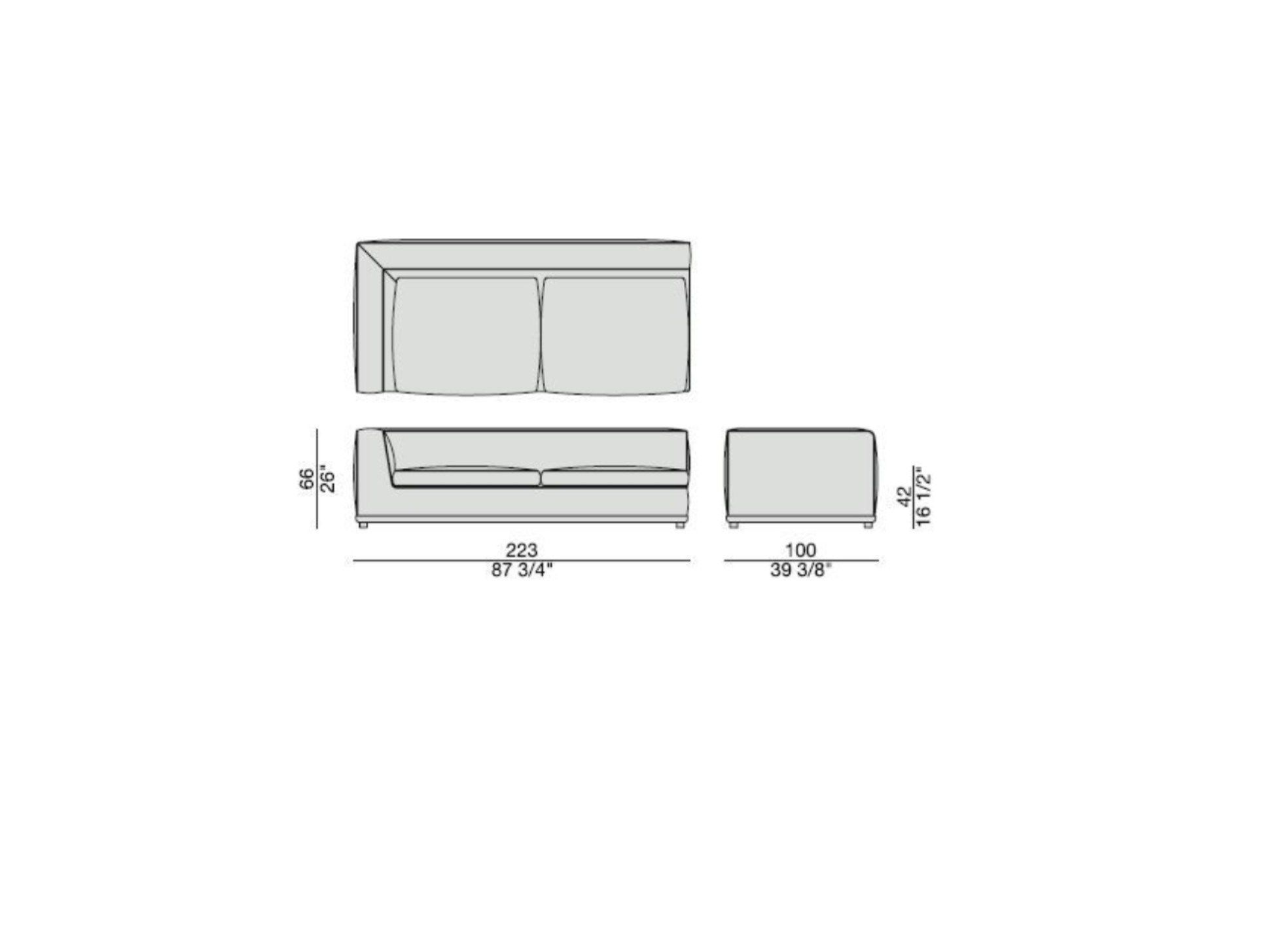 Кожаный диван с полуостровом Porada Soul ARCH-00090489 - Вид №2