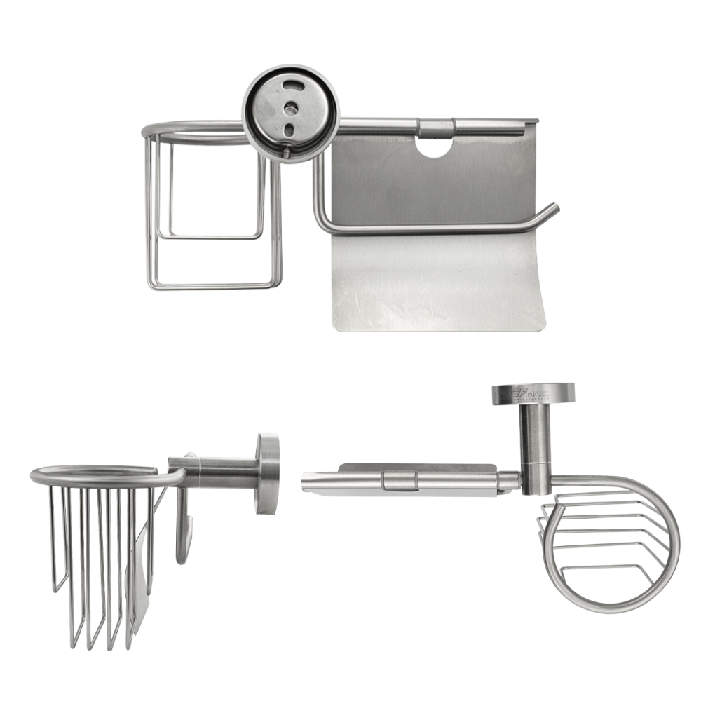 GFmark - Держатель освежителя воздуха и туалетной бумаги с экраном, из нержавеющей стали, код: 80244  - Вид №4