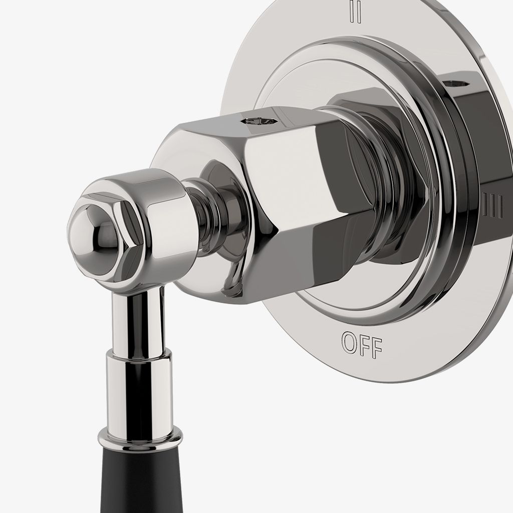 RG3T10 Облицовка трехходового термостатического переключающего клапана регулятора с черной рукояткой Waterworks  - Вид №1