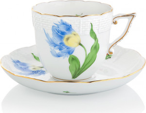 1051660 Herend Чашка кофейная с блюдцем 160мл "Китти" (синяя) Фарфор