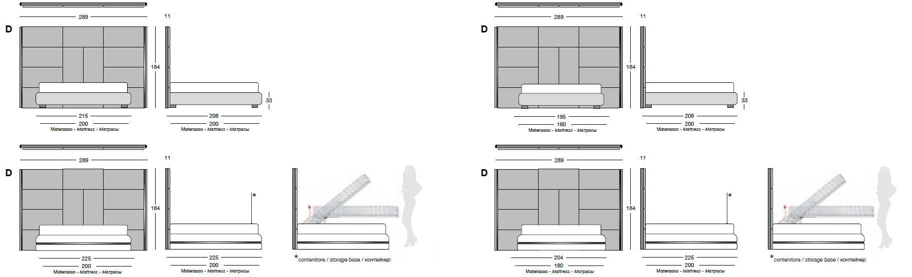 Longhi Кожаная кровать с мягким изголовьем Loveluxe 2018 – illusion collection W 843 - Вид №7