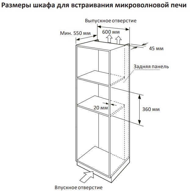 9134715 Встраиваемая микроволновая печь DEXP Rustic 01 черный STDN-0040708 - Вид №9