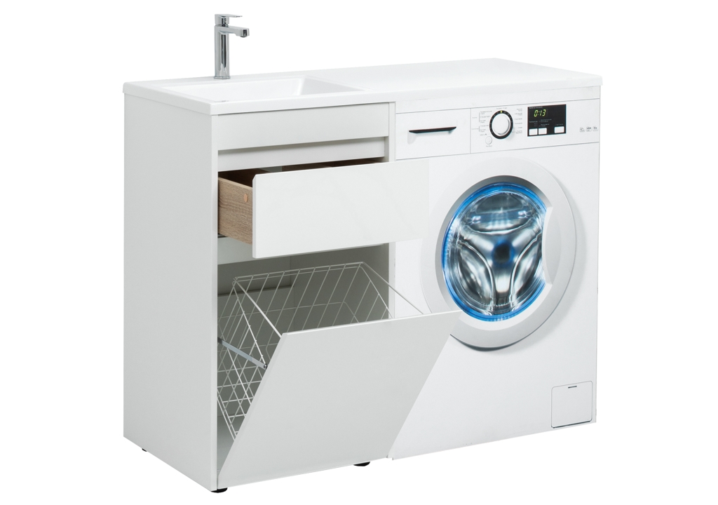 Тумба с раковиной Aquanet Токио 110 L белый (напольная, 1 ящик) 0023928900235497 - Вид №1