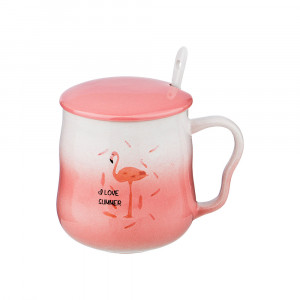 155-293 Посуда керамическая Кружка с крышкой Фламинго 455 мл Lefard