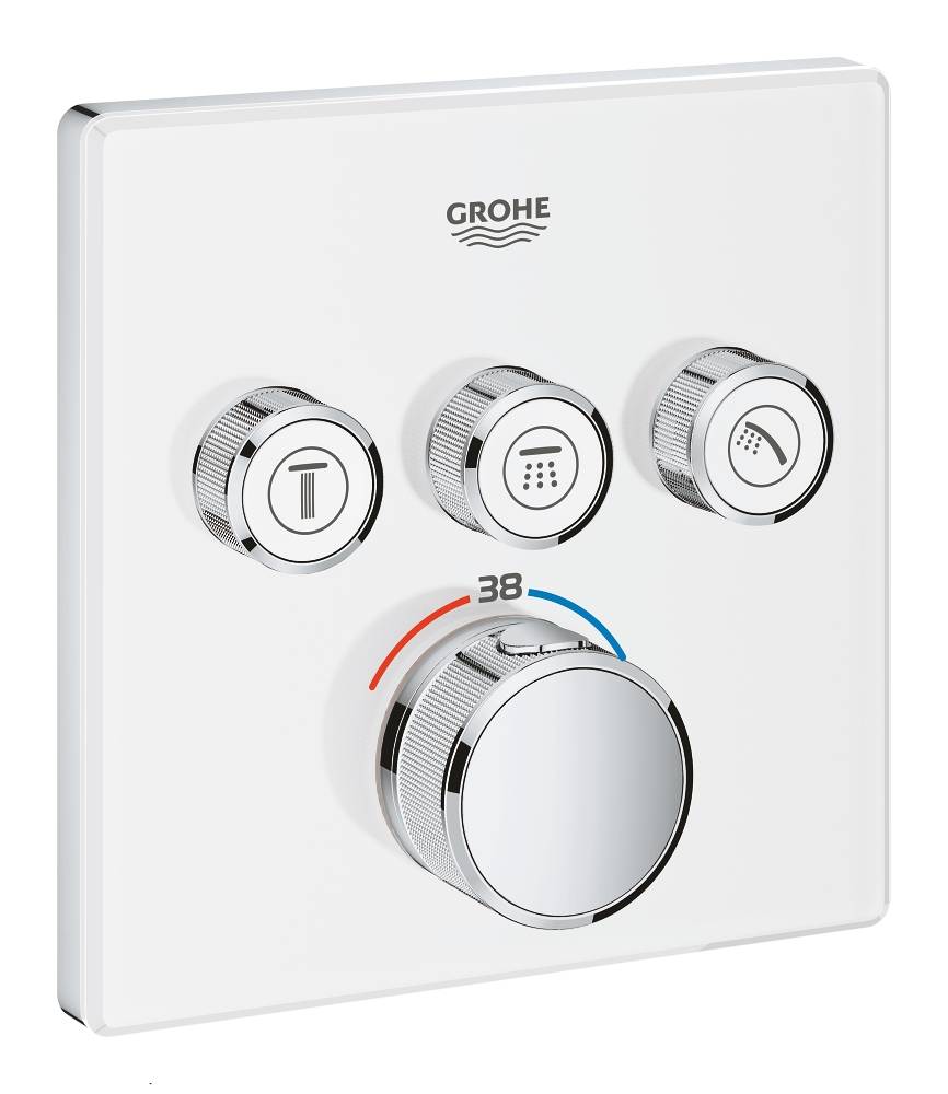 Внешняя часть термостатического смесителя на 3 выхода GROHE Grohtherm SmartControl, белая луна (29157LS0)