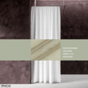 DV-LIKEL200-200-LL20 Занавеска для душа Likelinen, длина 200 см, ширина 200 см, бежево-серого цвета. PHOS