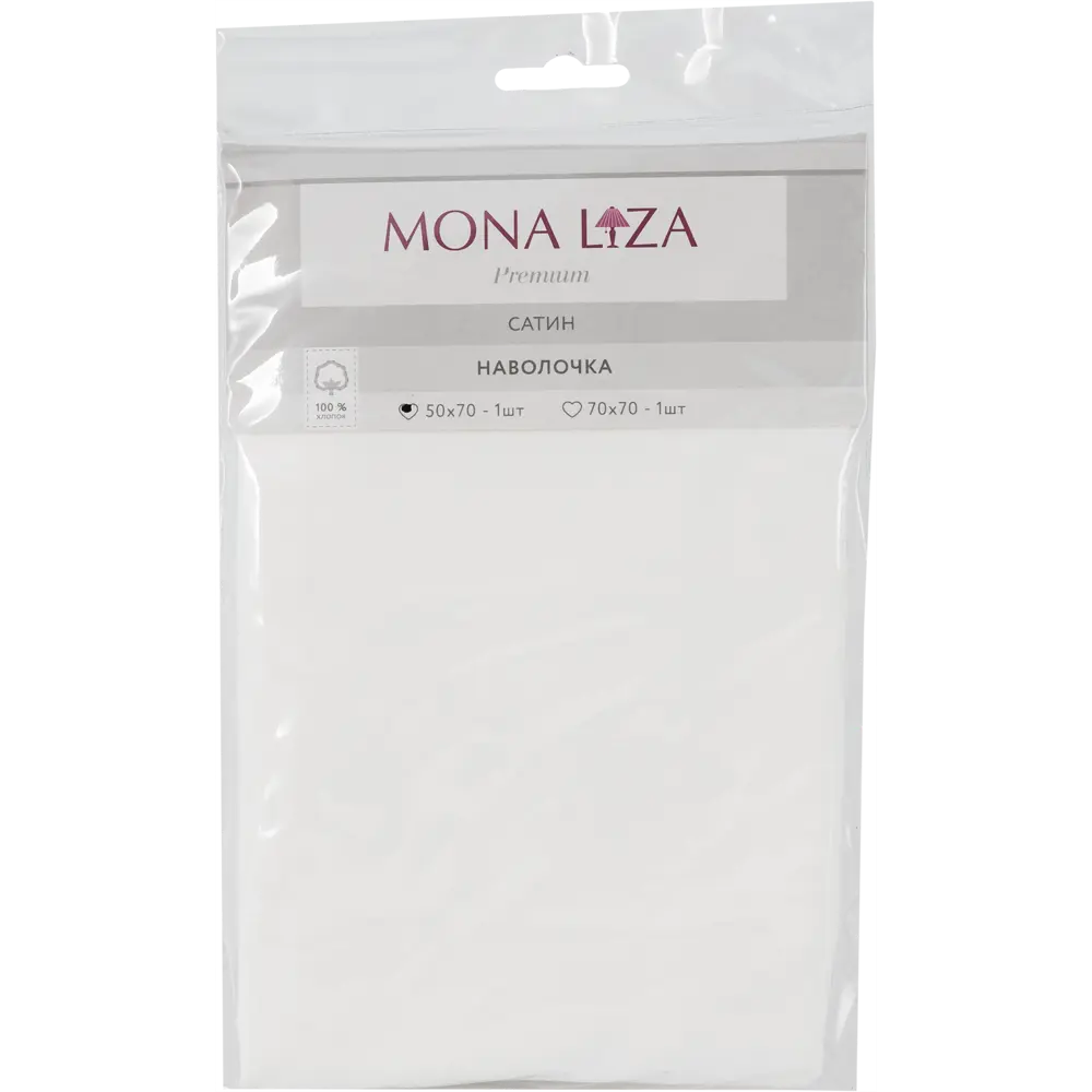 Наволочка Mona Liza Premium 50х70 см сатин цвет белый 82260936 STLM-2095462 Santreyd - Вид №3