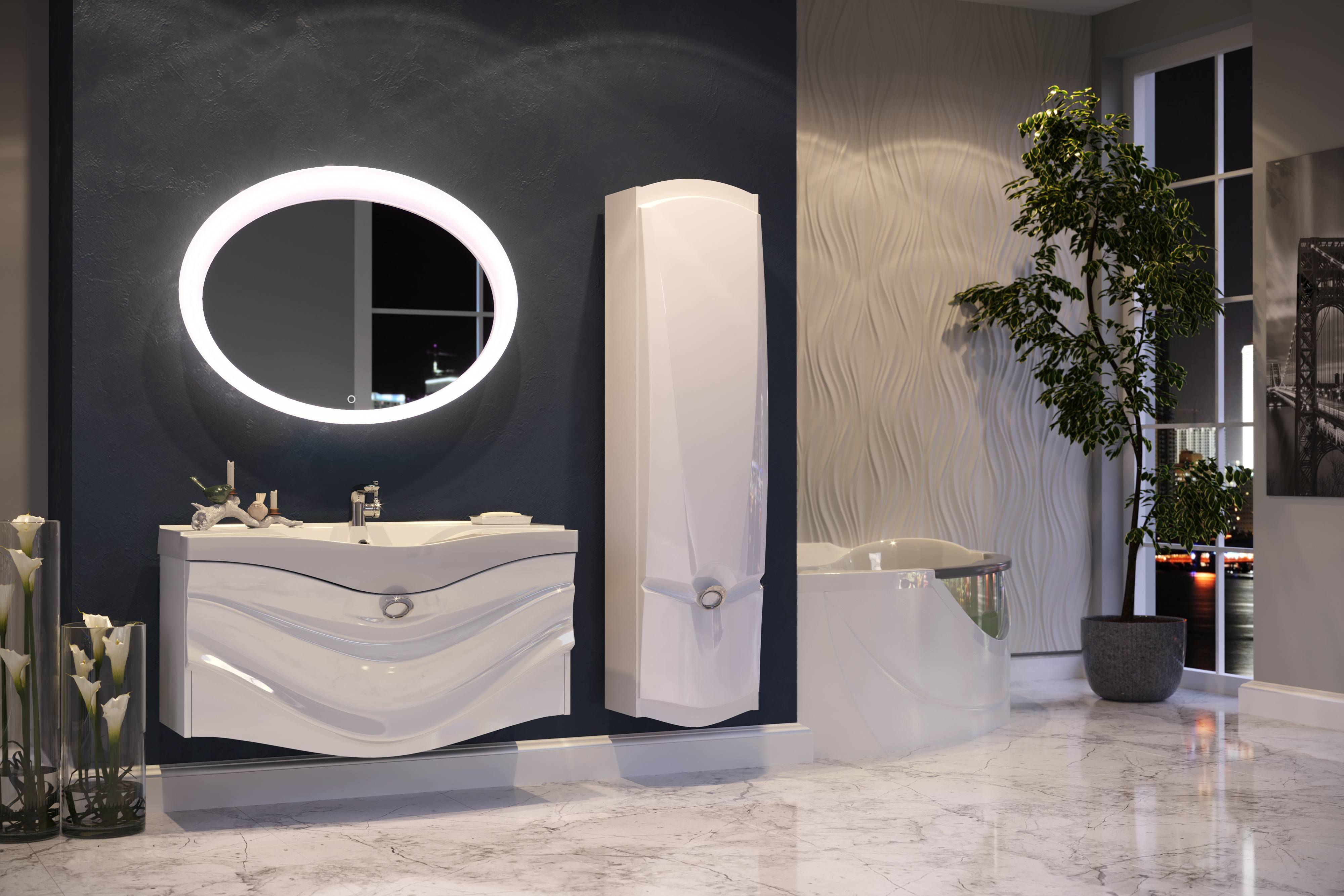 У40418 Тумба с раковиной Eclipse 110, 1я, White 1 Marka Eclipse