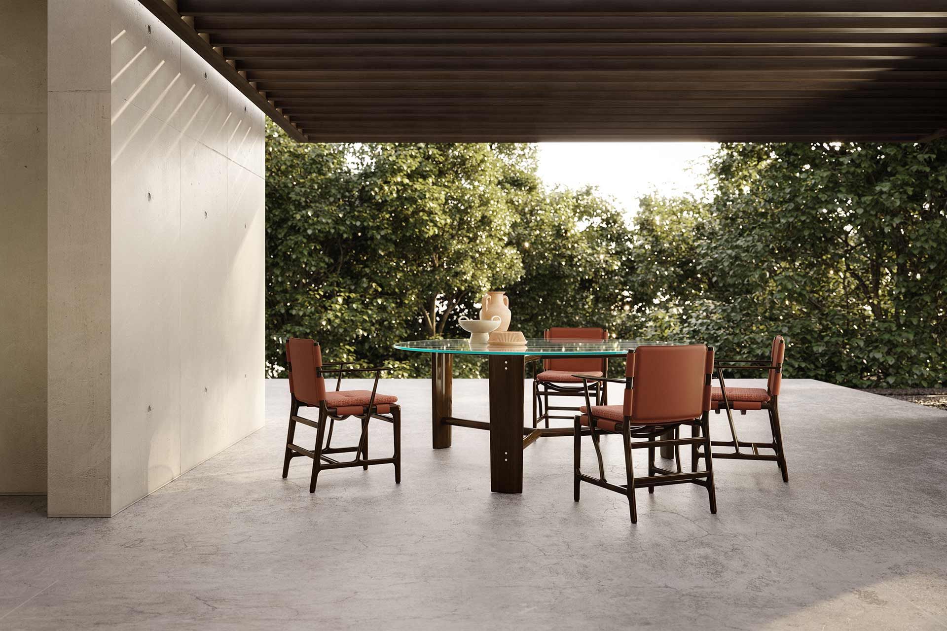 Садовое кресло из красного дерева и кожи с подлокотниками Exteta Levante ARCH-00082375 - Вид №6