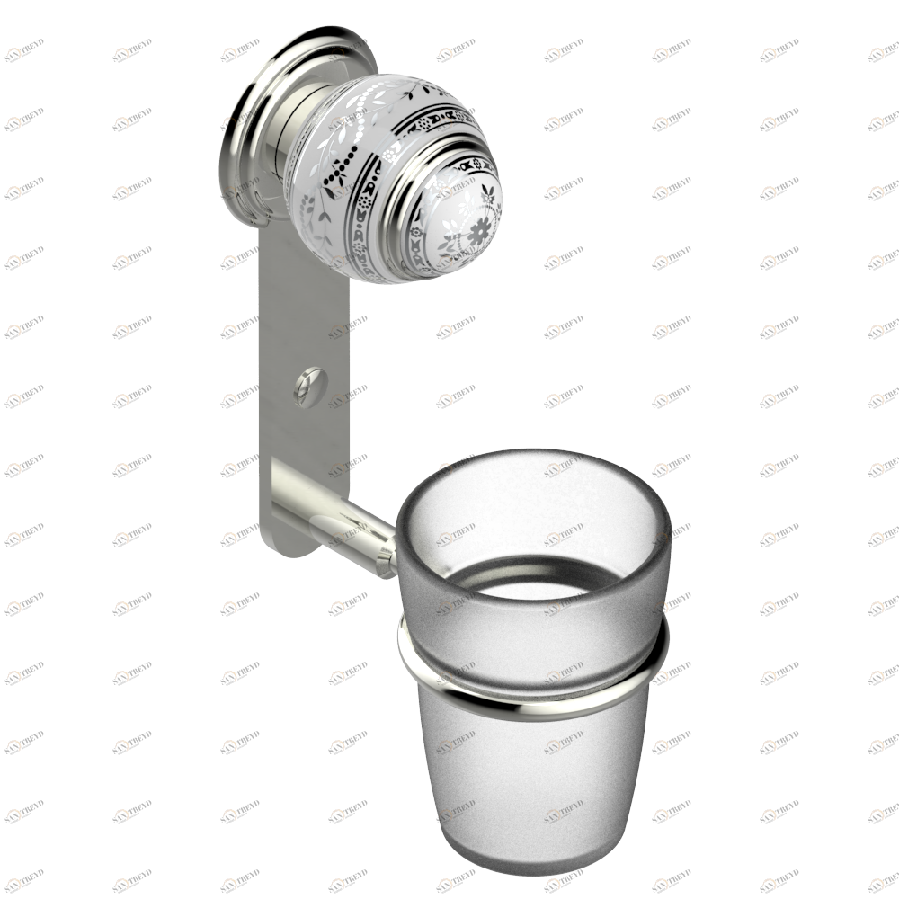 A7G-536 Стакан настенный для зубных щёток Thg-paris Marquise белый с платиновым декором Покрытие PVD матовый никель A7G-536 CAT.F