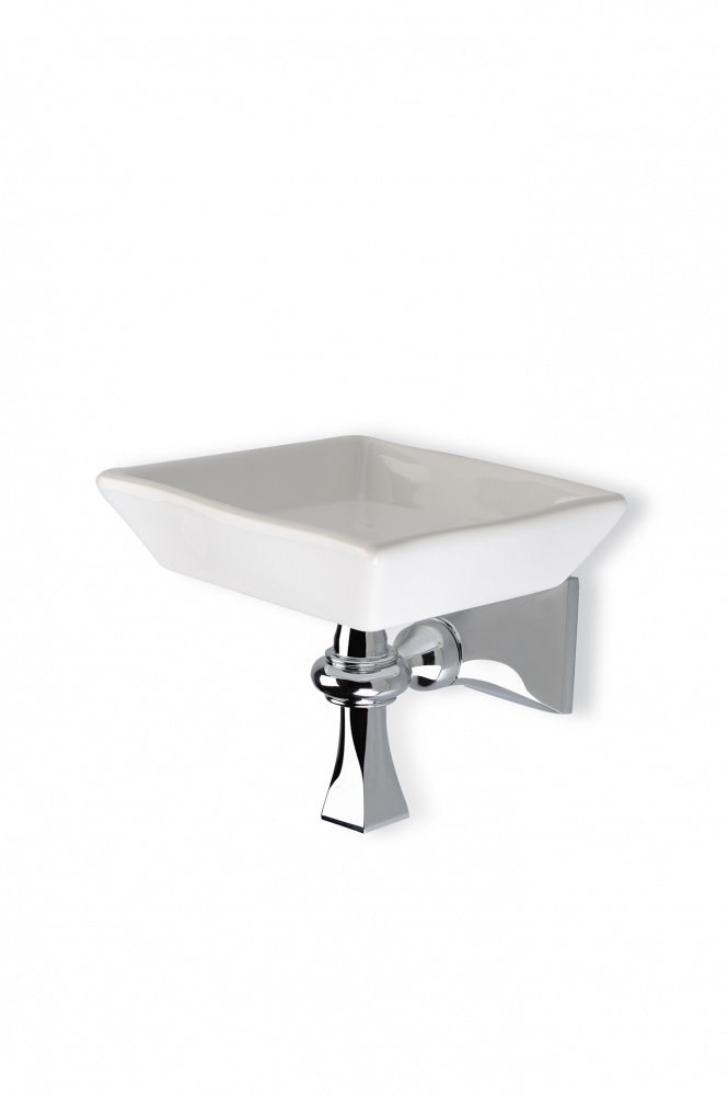 PR09(08-BI) Stil Haus Prisma, настенная керамическая мыльница, цвет хром - белая керамика