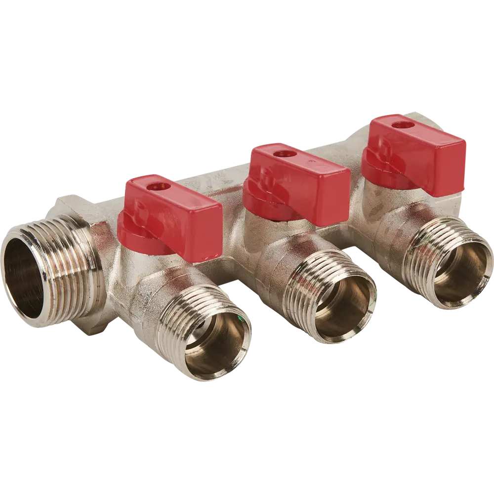 Коллектор Euros на 3 выхода 3/4"x1/2" НР латунь 13594493 STLM-2116127 Valtec 