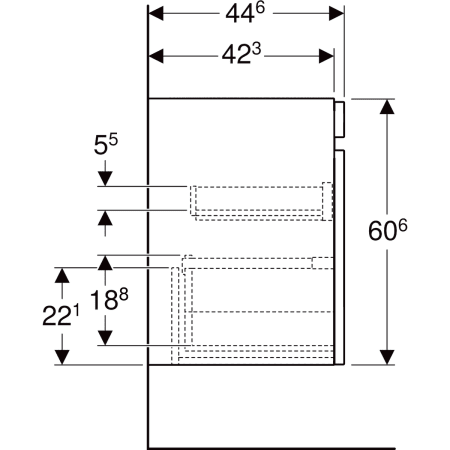 501.907.01.1 Шкафчик для раковины Geberit Renova Plan, с одним выдвижным ящиком и одним внутренним выдвижным ящиком Geberit  - Вид №55