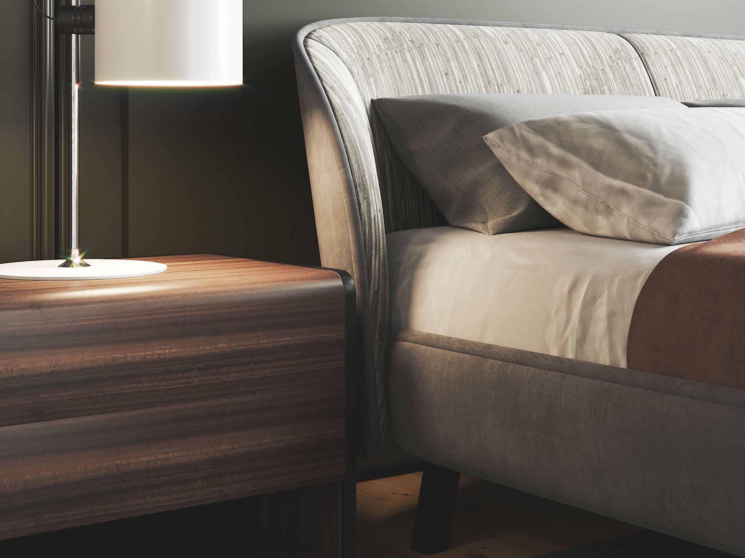 Двуспальная кровать из ткани с мягким изголовьем PRADDY Metro ARCH-00042239 - Вид №3