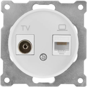 Розетка двойная антенна/компьютер TV/RJ45 кат.5e встраиваемая Onekeyelectro 1E20811300 цвет белый