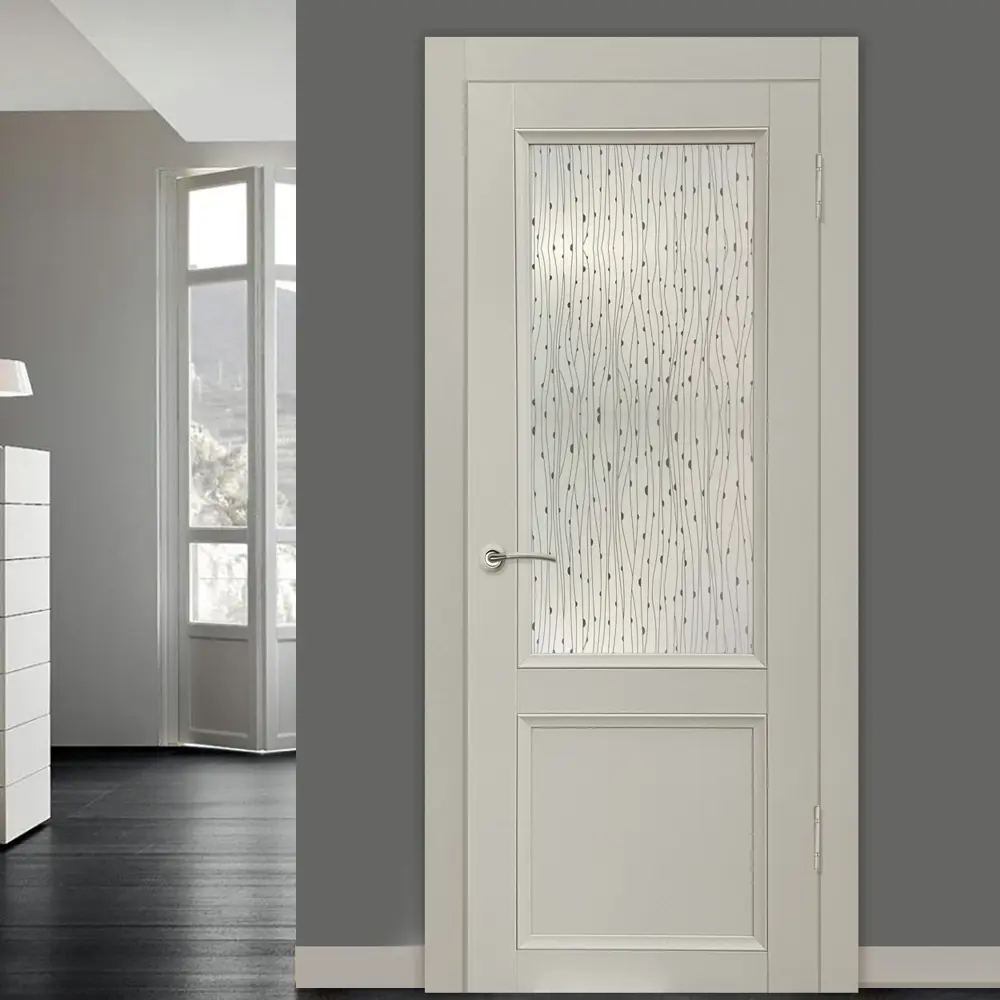 Комплект двери Рондо со стеклом 60x200 см Hardflex цвет серый жемчуг без доборов МАРИО РИОЛИ STLM-2047882 - Вид №1