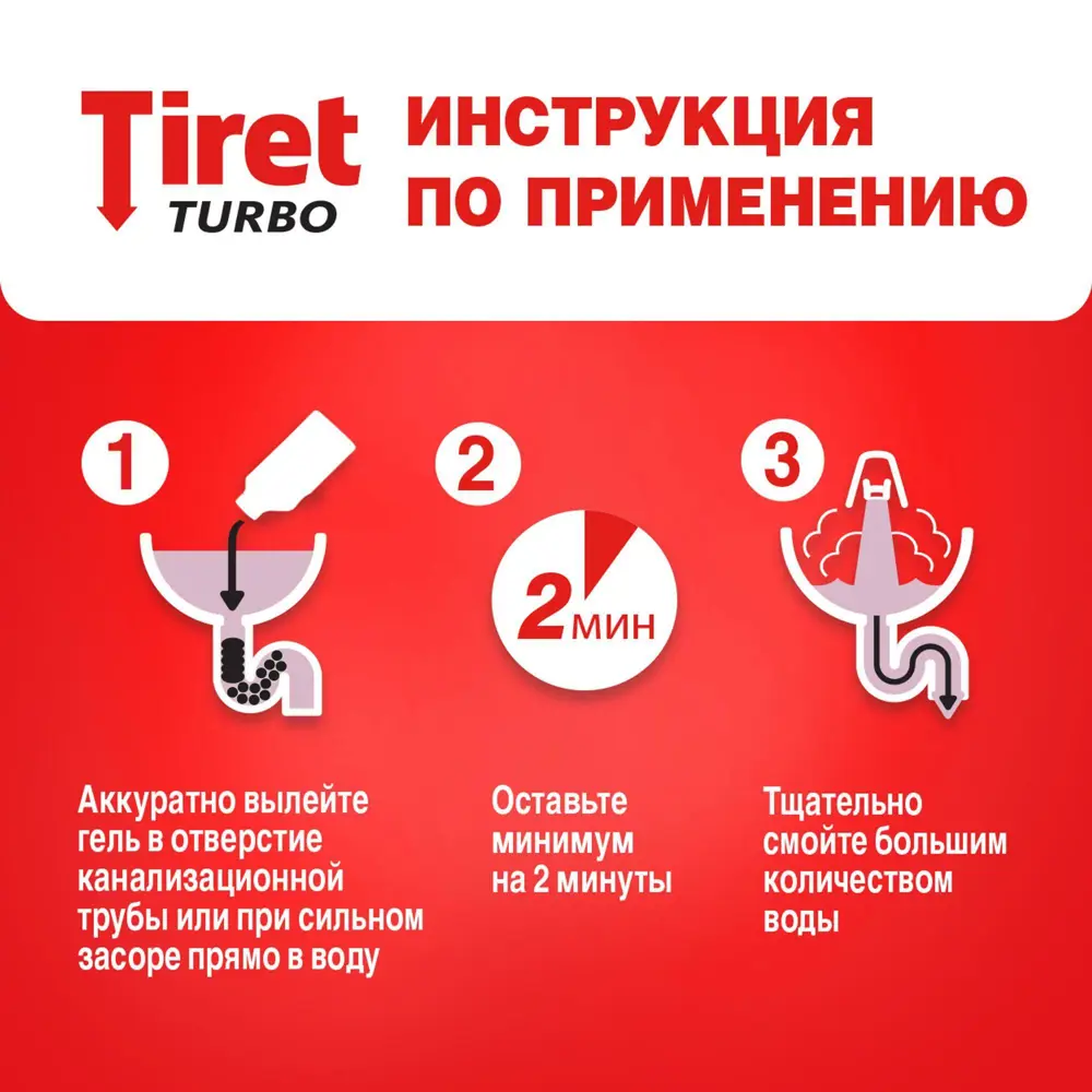 Гель Tiret Turbo для глубокой прочистки труб 1 л 88294290 STLM-0077407 - Вид №4